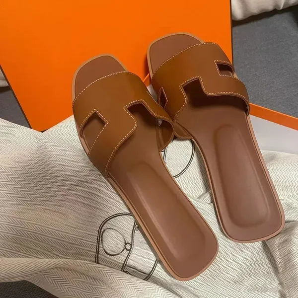 Designer slippers slides classic flat summer lazy fashion Rubber flip flops leather slippers women's shoes sexy sandals factory footwear wit