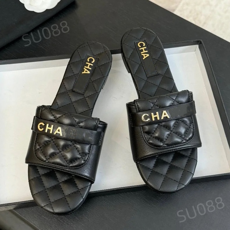 French Paris brand designer 2026 Spring and Autumn new womens open toed leather flat slippers suitable for home leisure non slip womens flat slipper