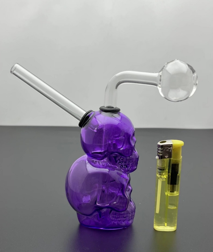 Two skeleton-shaped hookahs 14mm joint height 14cm mini portable mini glass bongs-image-755798434