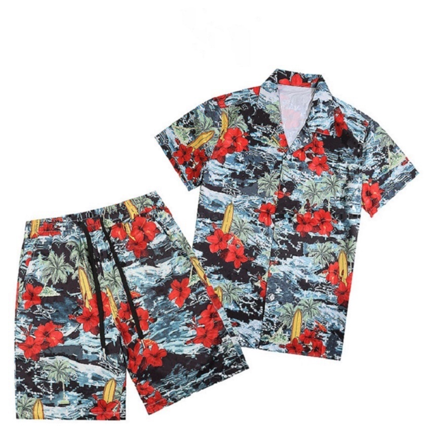 Men's Tracksuits Hawaii Floral Print SuitsMen's Casual Shirts Designer Mens flower print shirt Hawaii Floral Men Slim Fit Short Sleeve 11