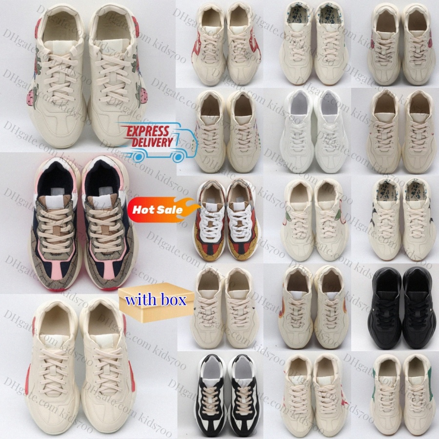 Ryhton baskets chaussures décontractées en cuir Starwberry Ivory Brick Red Apple vert beige multi-bouche Anchor d'ébène Tiger Wave Pink Hear1l56