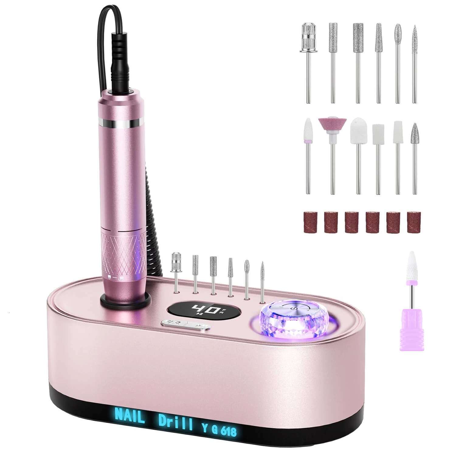 Professional 40000RPM Electric File Kit Efile Drill hine with LCD Display for Acrylic Gel Nail-image-1041039037
