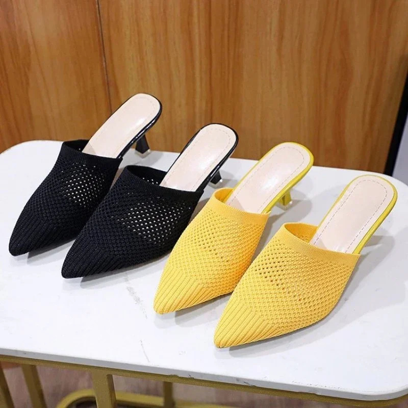2024 Womens Slippers Soft Slim Heel Pointed Slippers Fashion Cover Toe Slippers Comfortable for Women 250107