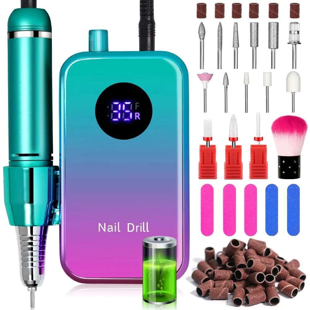 Professional 35000RPM Portable Electric Drill hine Display Nails Sander For Acrylic Gel Polish Rechargeable Nail Tool-image-1041006557
