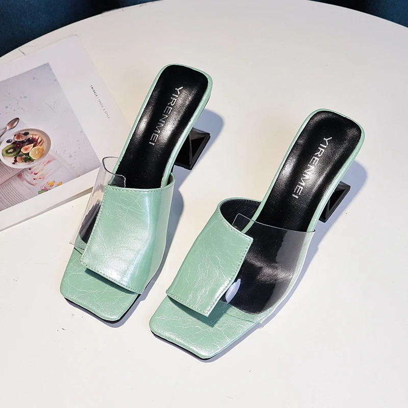 High Heel Slippers Womens Summer 2024 Korean Edition Casual Outwear Fashion One word Cool Slippers 250107