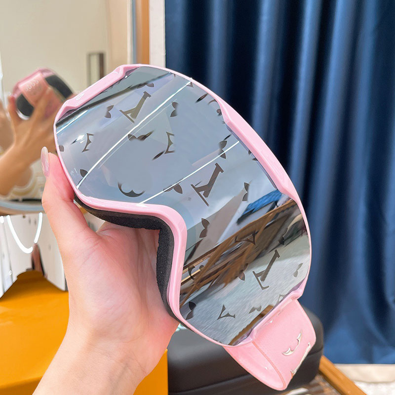 Lunettes de ski Masque de neige design Lunettes de ski Lunettes de masque de neige de luxe Lunettes de mode Cadre rose clair Lunettes de ski conç