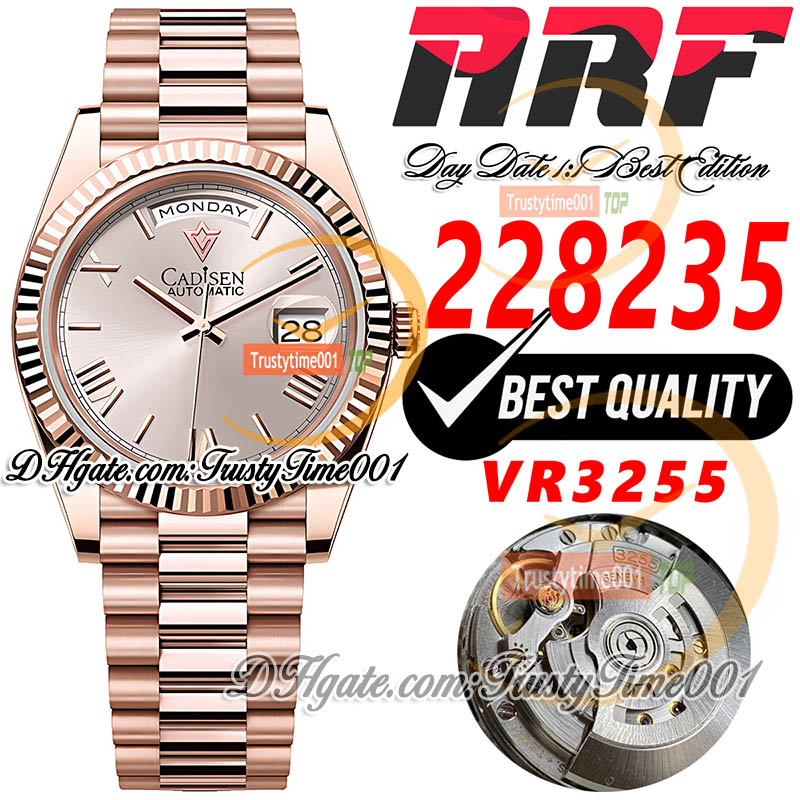 228235 VR3255 Automatic Mens Watch ARF 40MM Fluted Bezel Cream Dial Roman Markers 18K Rose Gold 904L Steel Bracelet Super Edition trustytime Watches