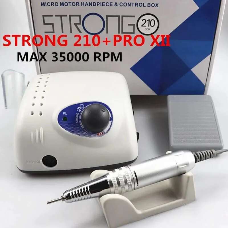 Strong 210 PRO XII 65W 35000 Cutters Electric Drill Milg Manicure hine Polish Nail File-image-1041006473