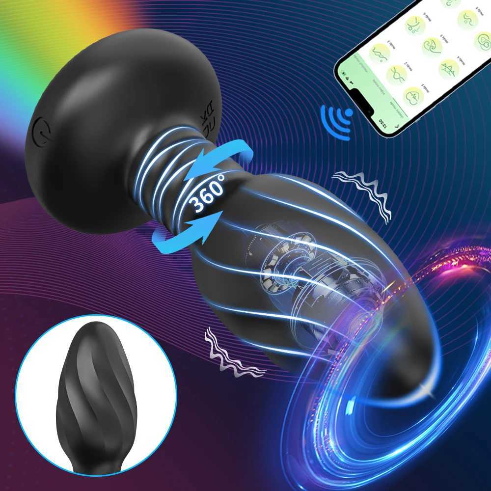 2025 360 Rotation Vibrating Butt Plug for Men APP Wiggle Prostate Massager Gay Anal Vibrator Anal Plug with LED Sex Toy for Couples-image-1041218959
