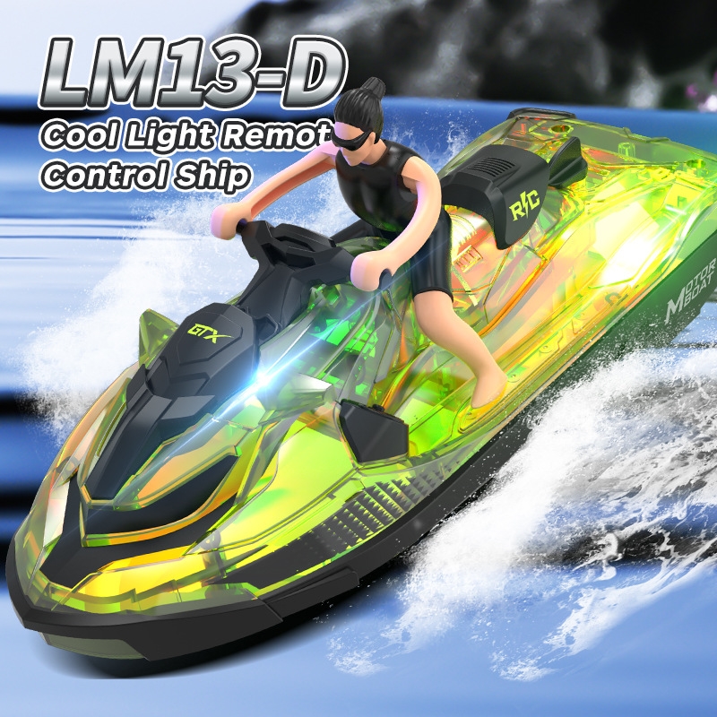 2.4G Remote Control Water Racing Motorcycle Double Motor Speed Boat Waterproof Design Charging Via USB Led Light-image-769477447