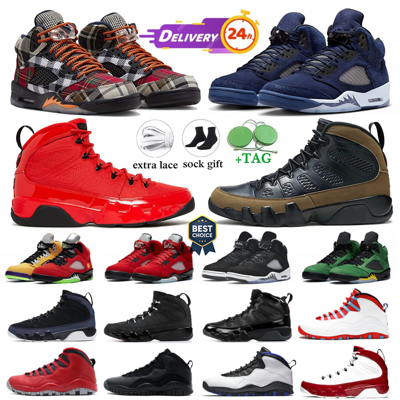 Chaussures de créateurs 5 9 10 Chaussures de basket-ball pour hommes 5s Black Cat Mens Sneakers 9S 5S 10S Olive Navy Lucky Green UNC Blue Fire Re