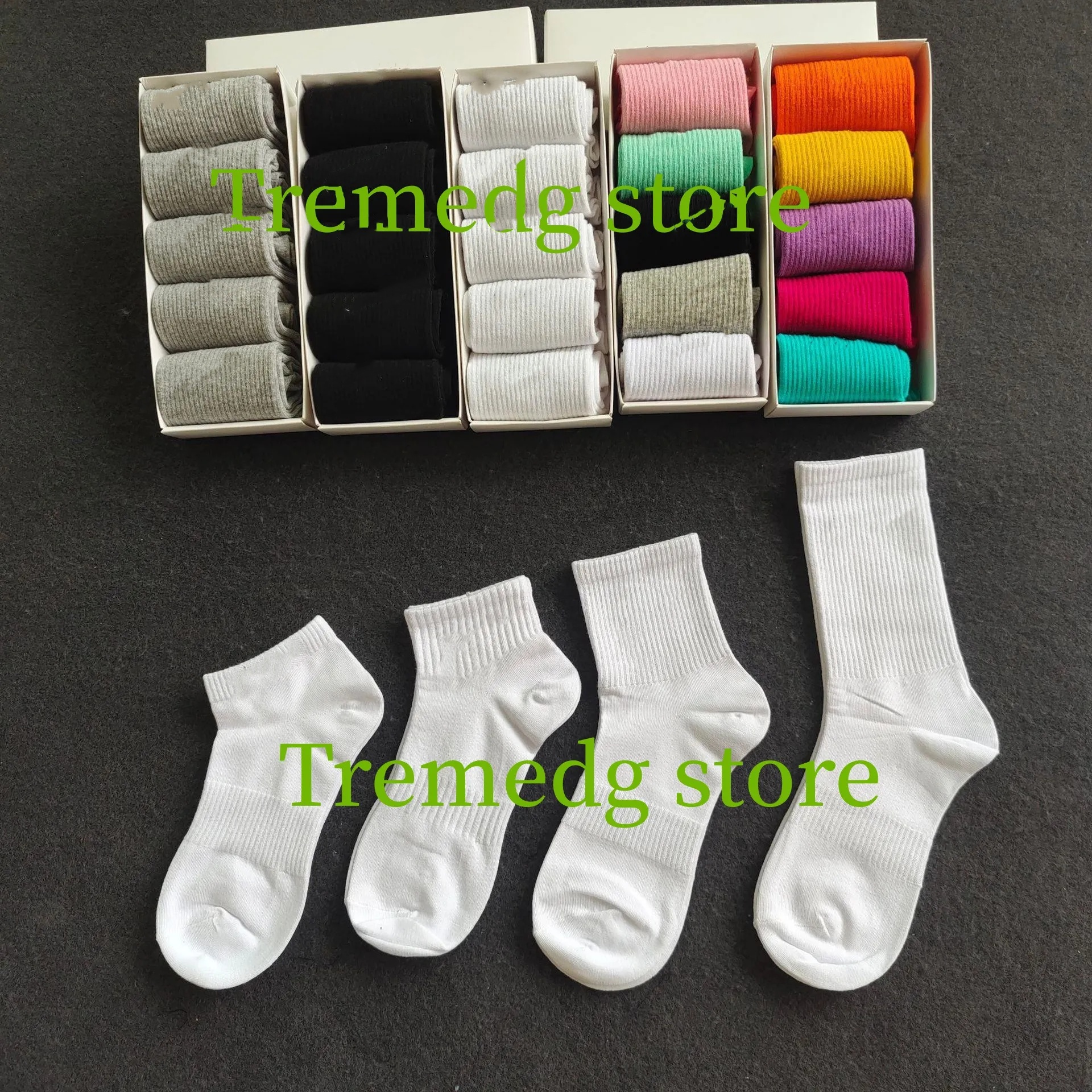 25ss Men's designer 5 pairs/box socks casual short middle long tube fashion high fashion sports black white gray pink yellow orange blue pur-image-881187993