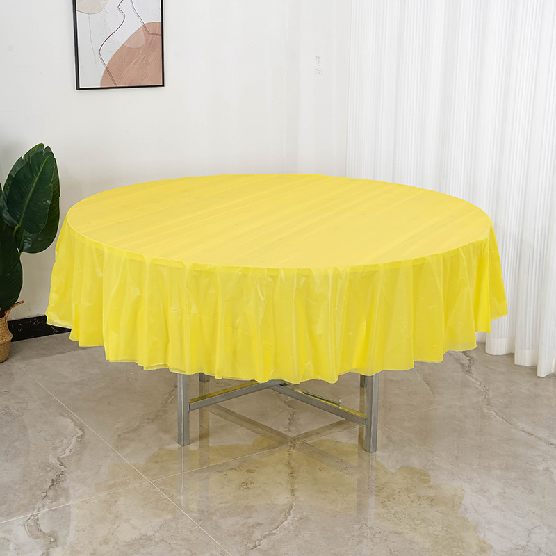 Solid Color Plastic Round Table Cloth Party Picnic Tablecloth N-2-image-1051720122