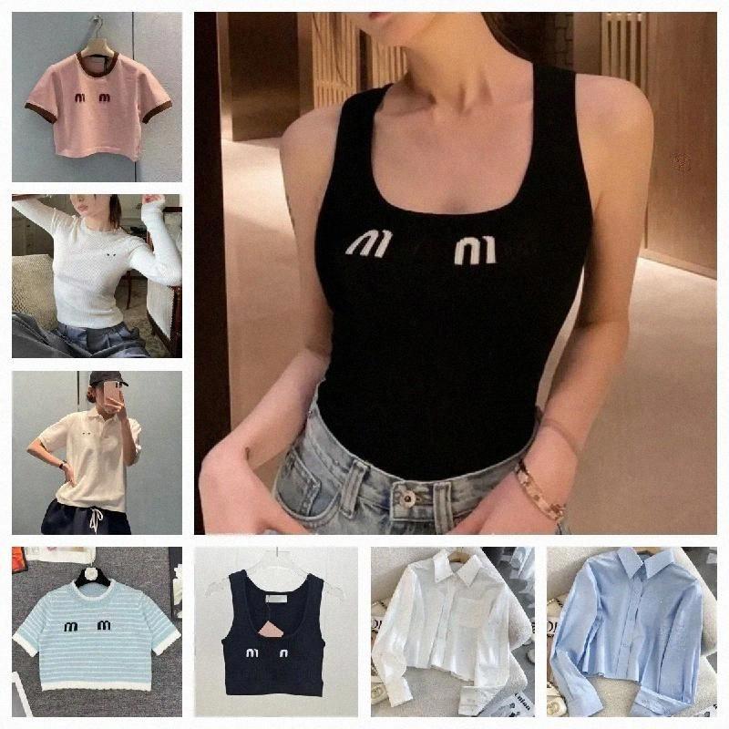 25ss Women Knits Tank Top Croptop Designer Embroidery Vest Sleeveless Breathable Knitted Pullover Womens Sport Crop Tops