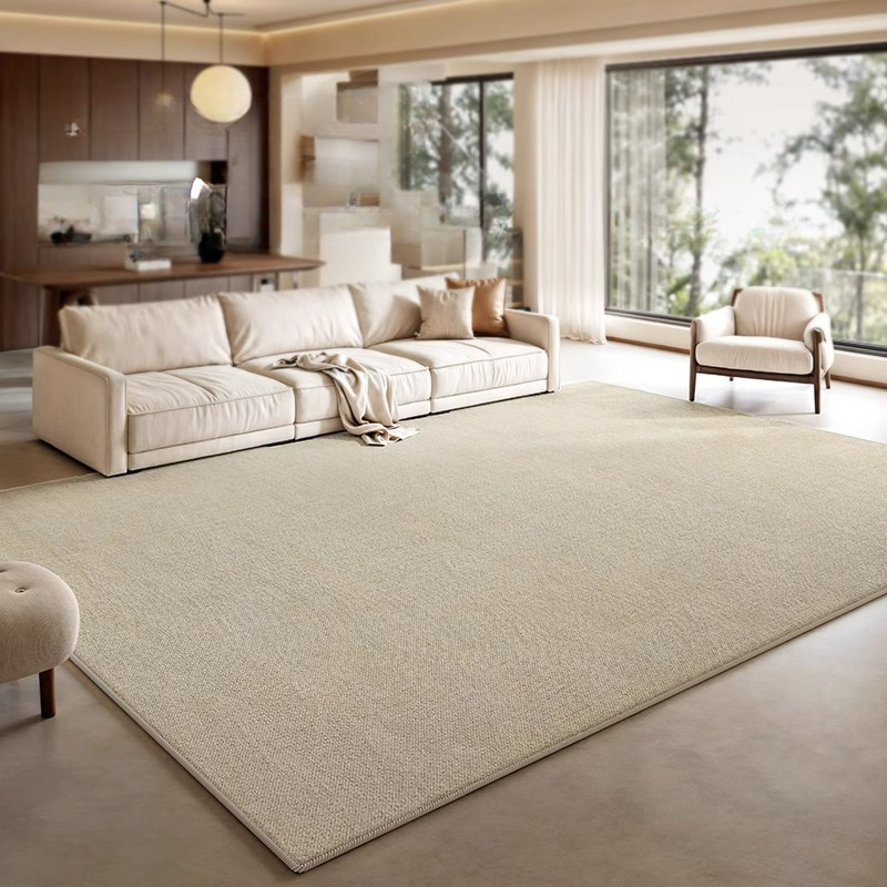 Cream Style Carpet Living Room Solid Color High-end 2024 New Home Sofa Floor Mat Bedroom Waterproof Washable