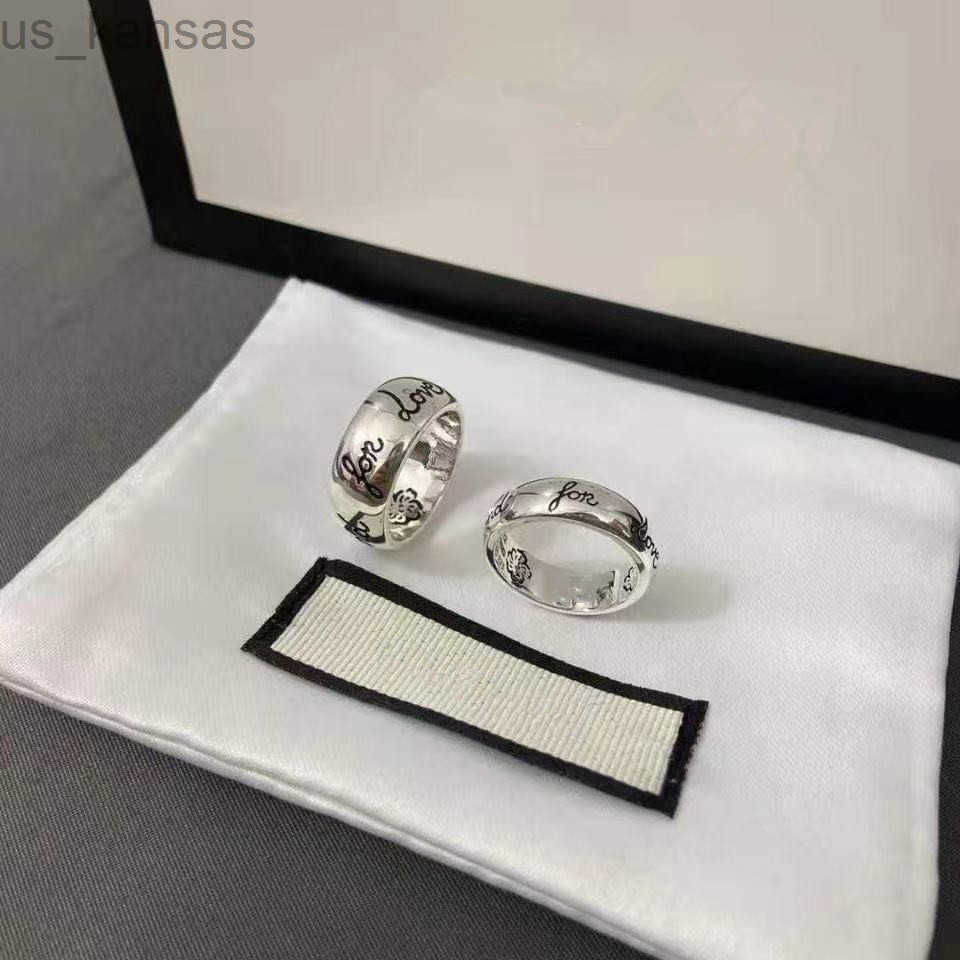 Anneaux de bande 925 Silver G Lettre aveugle pour la bague d'amour convient aux accessoires de mode pour hommes et bijoux pour femmes H25106
