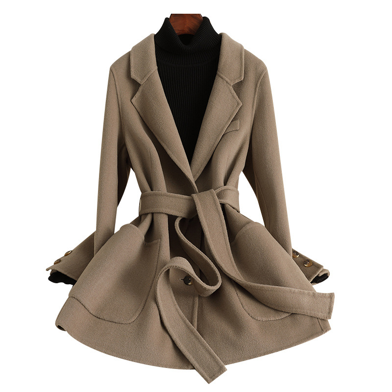 D4330 Nouveau manteau de laine à la mode à la mode à la mode en vrac à double face manteau en velours double face pour femmes