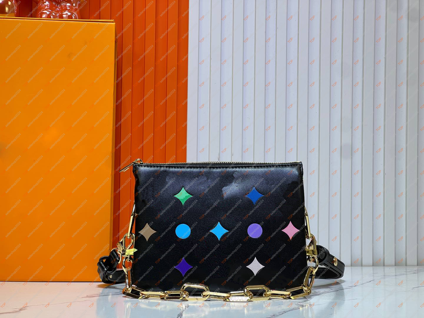 Murakami Bag Designer Women's Coussin BB Shoulder Bag Handbag High Quality Colored Embossed Leather Chain Decoration Women's Crossbody Bag