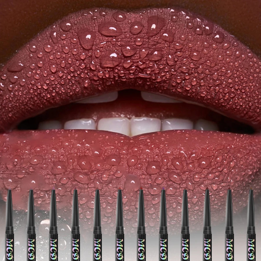 12pcs Sexy Matte Brown Lip Liner Waterproof Pencil Lip Outline Contouring Lasting Lipstick Crayon Pigments Lip Balm 250108-image-1041350467