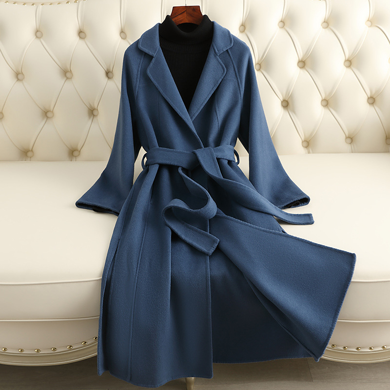 D5168 Specially for autumn and winter long double-faced wool coat for women loose over the knee large size wool coat