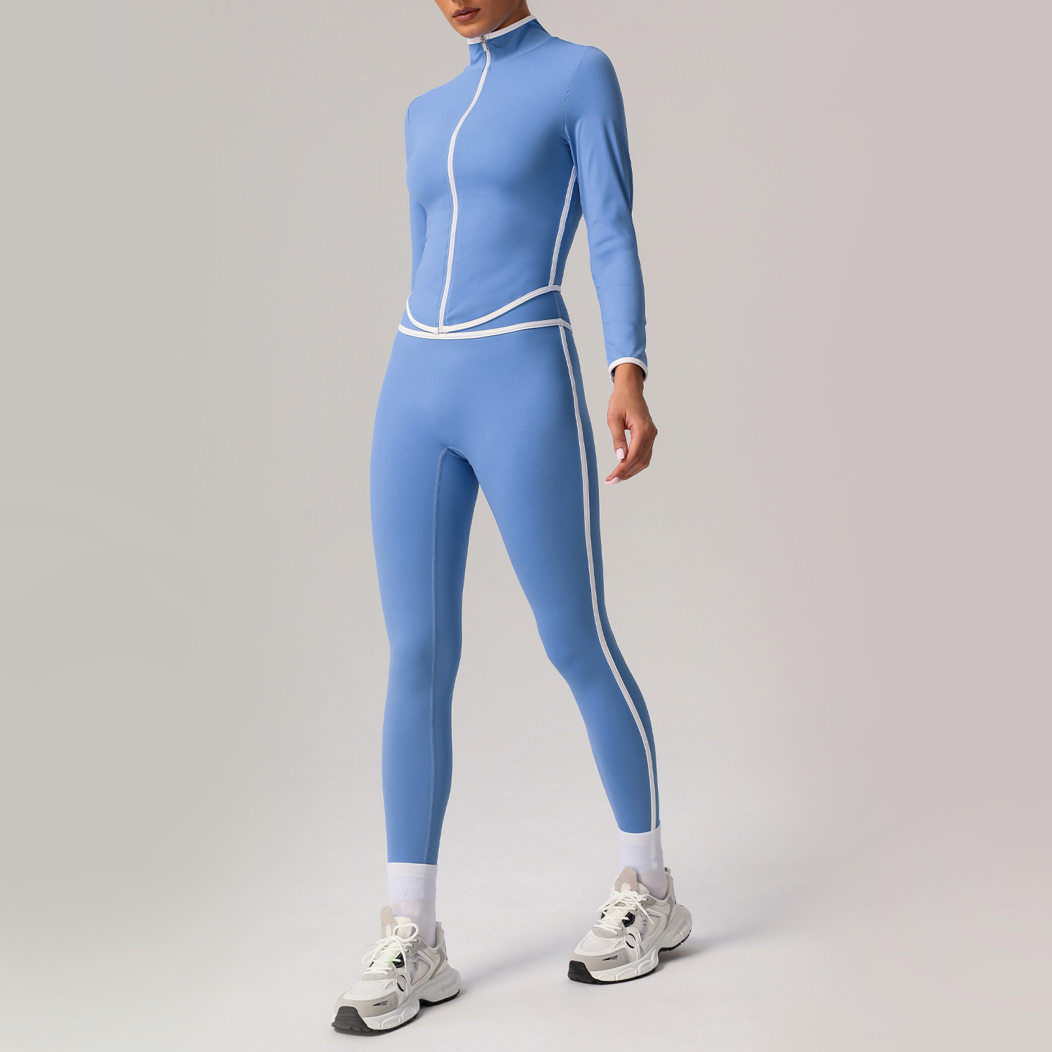 O677 Couleur assortie exercice de séchage rapide vestes de Yoga en plein air course vêtements de Fitness taille haute pantalons de Yoga porter de