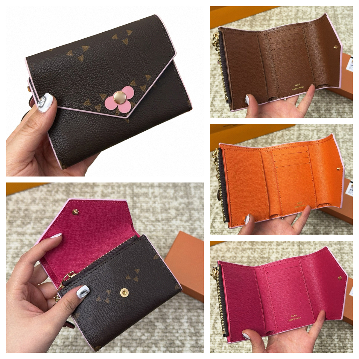 Top quality Designer flower wallet for women mini Folding Wallets coin purse Women luxurys trifold wallet Cards Holder Designer brown monogram walle