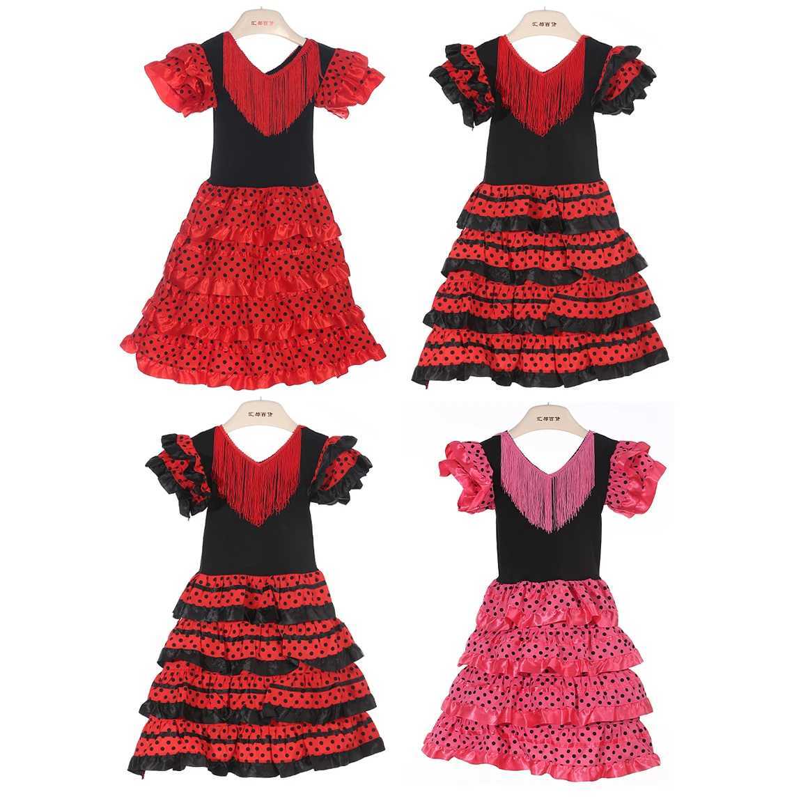 Girl Dress Beautiful Spanish Flamenco Dancer Costume Childrens April Seville Performance Dance Costume W250111-image-1041488310