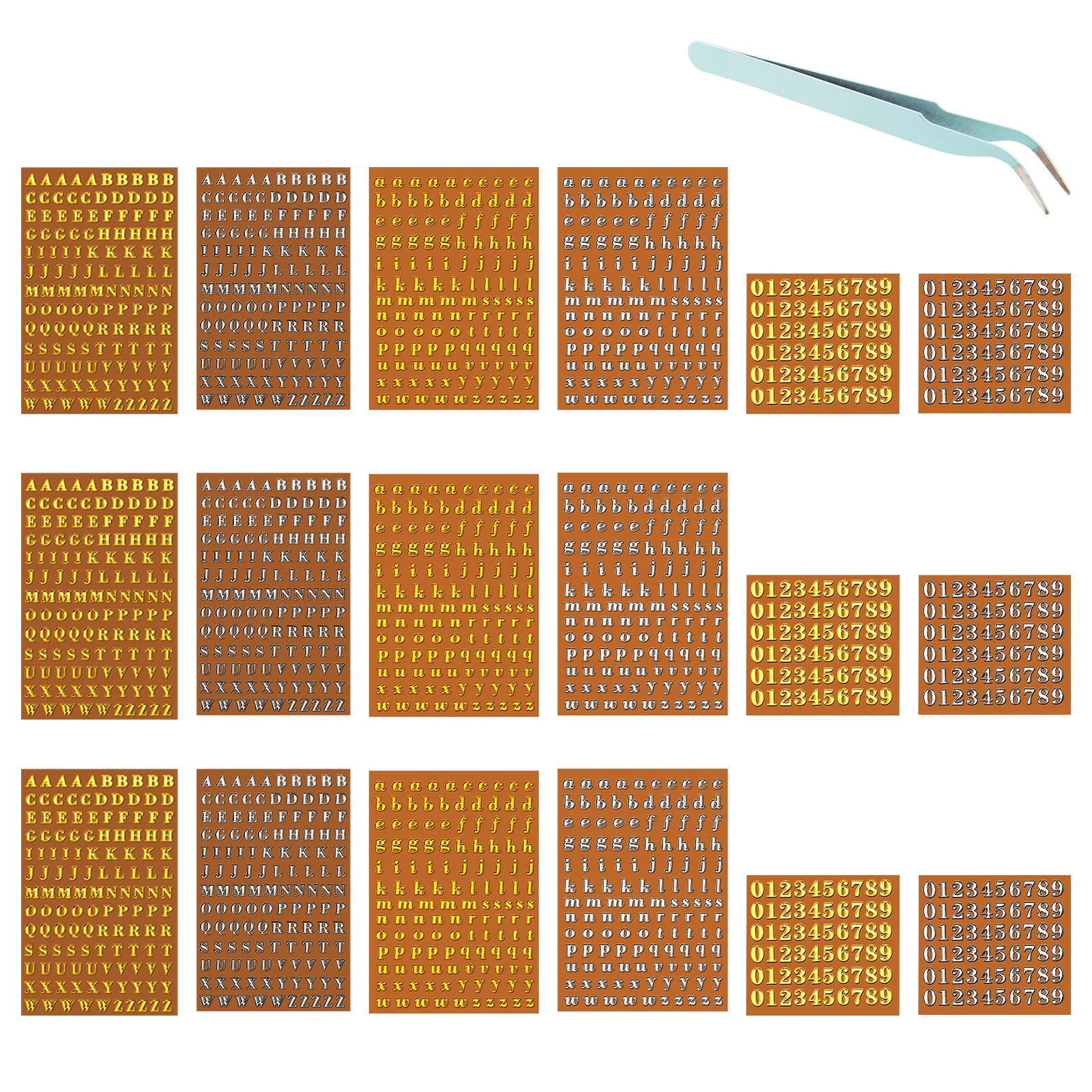 Nail Sticker Set Salon Art Gift Small bet Decoration Accessories English Letters DIY Assorted Self Adhesive With Tweezer 250107-image-1041373972