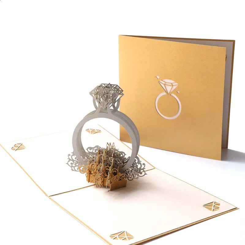 Valentines Day Diamond Ring Anniversary Greeting Card 3D Up Wedding Invitations Party Decoration Gifts Postcard c2827 250110 K260318-image-1098006162