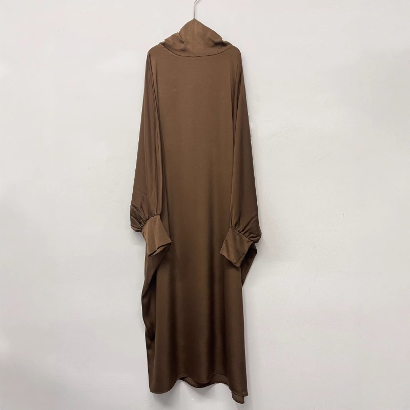 (107) Nouvelle Robe longue ample à manches longues de couleur unie