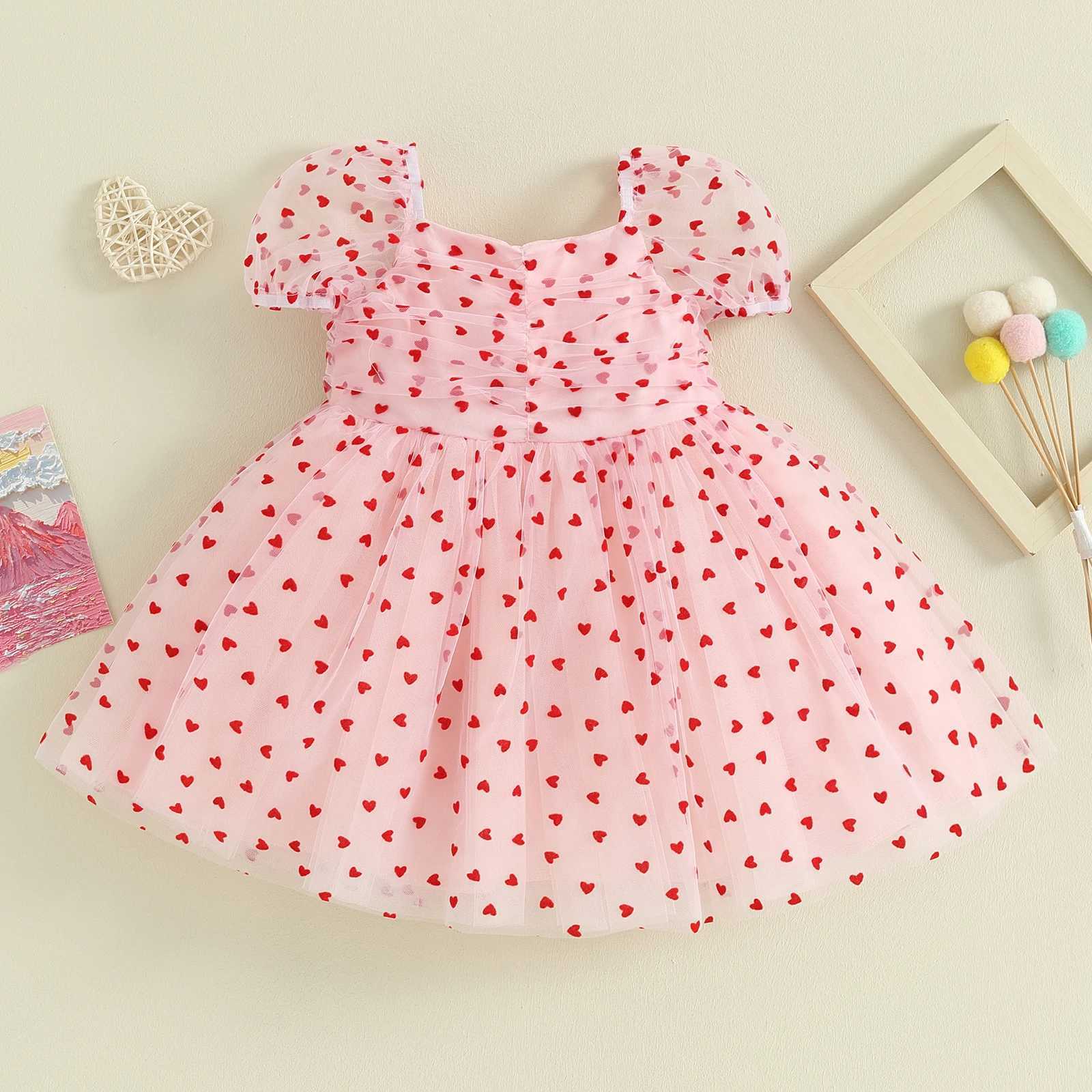 6M-4Y Valentines Day Toddler Baby Girl Tutu Dress Heart Shaped Chiffon Par Girl Birthday Wedding Dress D05 W250111-image-1041489719