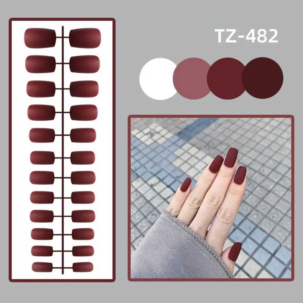 24Pcs Solid Color Fake Nails Matte Square False Nails Detachable Wearable Full Cover Manicure Press-on Nails Nail Art TipsXJ250110-image-1041377553