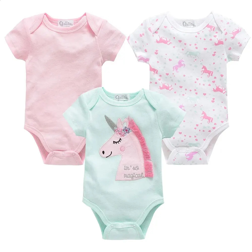 Baby girls clothing 3 pieces/batch cotton short sleeved girls tight fitting clothing 0-12 months born boys clothing toddlers 250110-image-1041494242