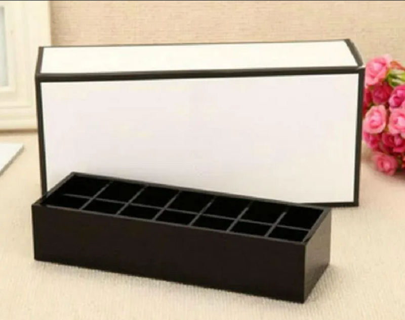 2C Classic Makeup Box high-grade Acrylic toiletry 14 grid box / cosmetic accessories storage with gift packing-image-1092695699
