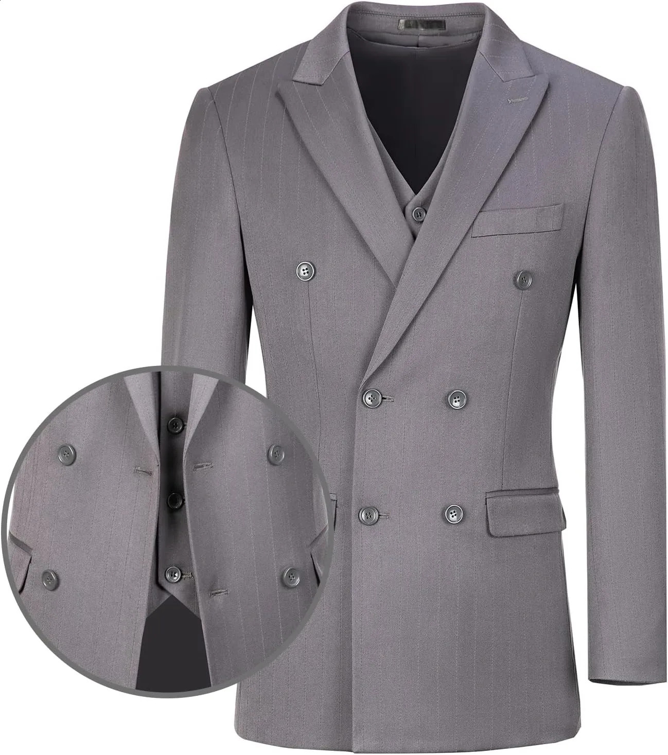 Mens Suits Slim Fit 3 Piece Double Breasted Tuxedo Suit Jacket Vest Pants Set for Wedding Prom 250107Z