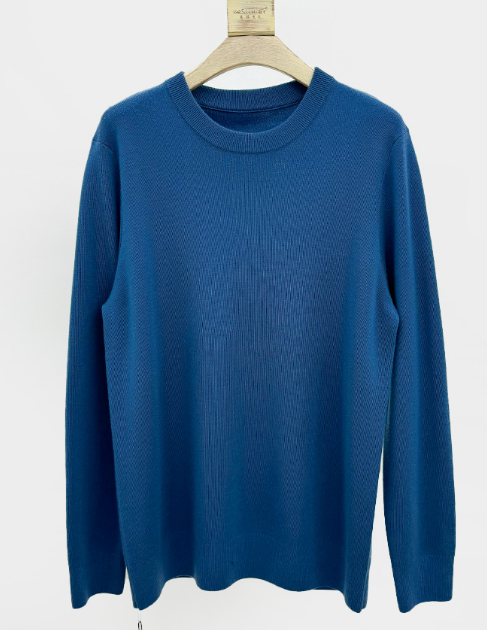 206Men Wool Sweater Four-pin Thick Round Neck Autumn and Winter Bottoming