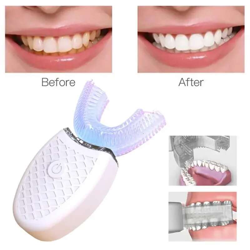 Electric Toothbrush Automatic Ultrasonic Teeth Brush, 360° Nano Silicone U-Shape, USB Rechargeable - NewTech-image-1041599027