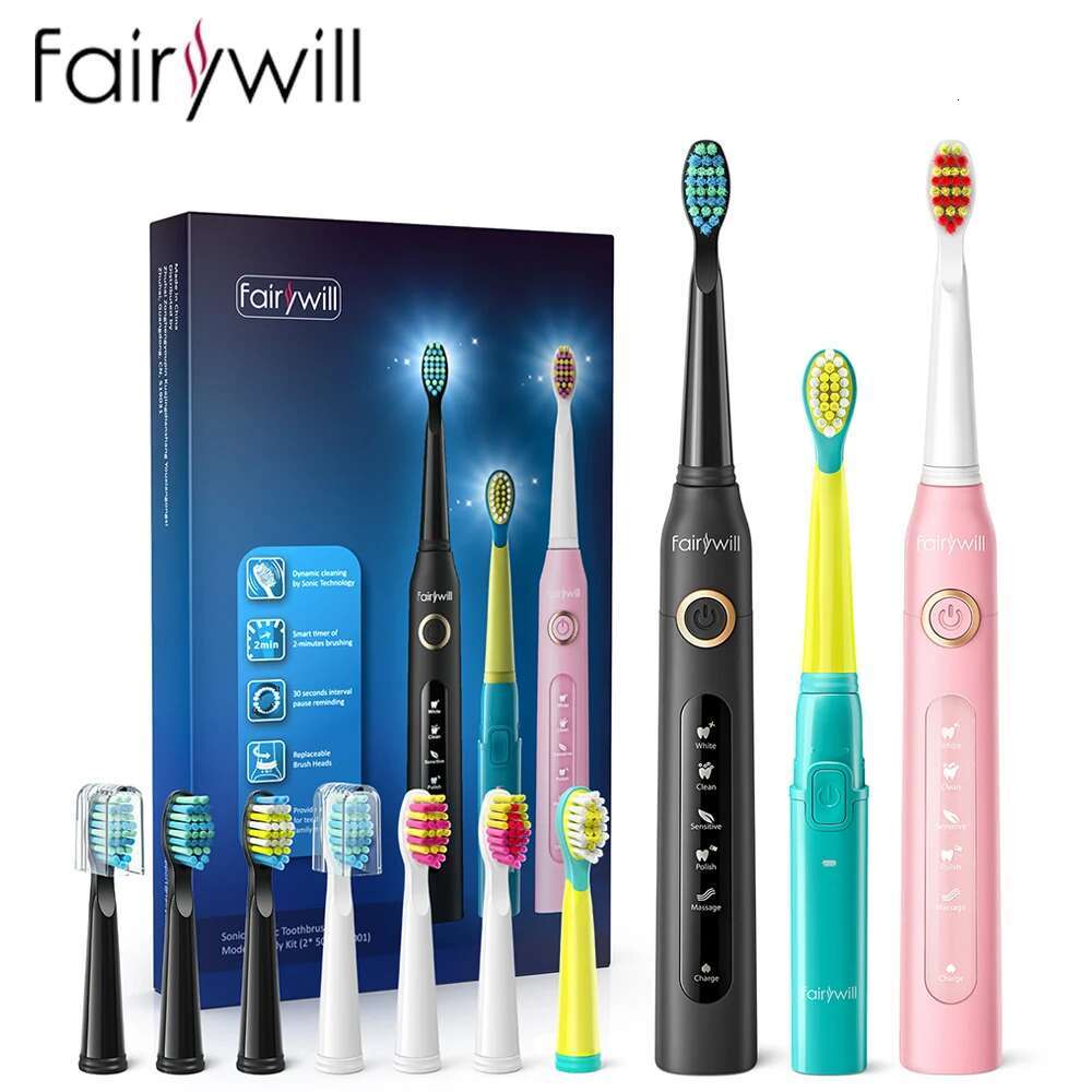 Fairywill Family Electric Sonic Toothbrush FW-507 USB Charge Rechargeable Waterproof Cleaner Smart Timer Electronic Tooth Brushe-image-1041598979