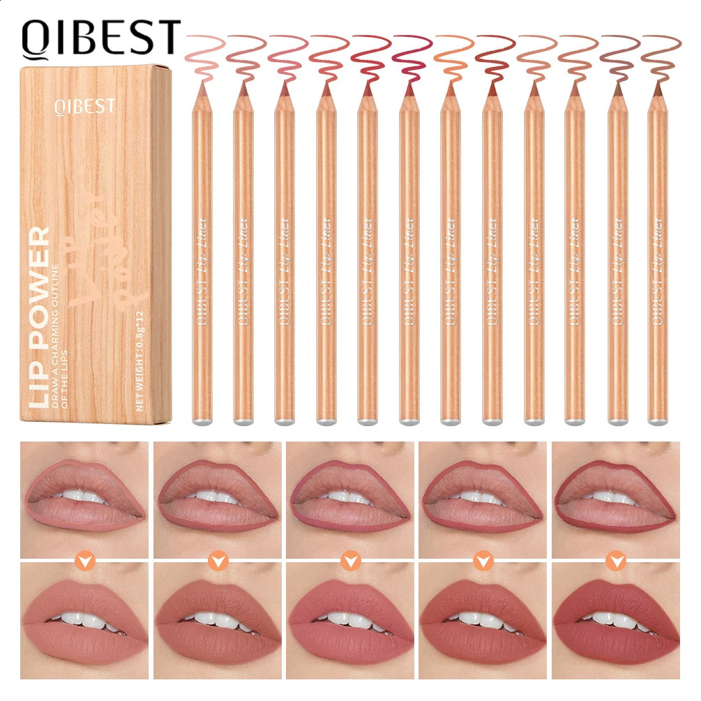 QI Matte Lip Liner Pencil Long Lasting Non-Stick Cup Brown Red Velvet Lipstick Lip Liner Contour Lip Makeup Sets For Women 250108-image-1041673728
