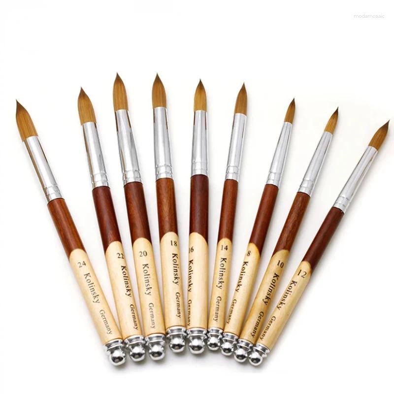Nail Brushes Kolinsky Acrylic Brush Wooden Handle And Natural Hair Crystal Carving Tool With Metal End For Art Drawing-image-1041581944