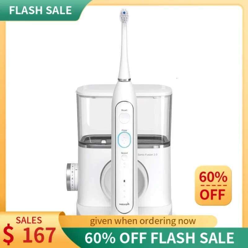 QWWaterpik Sonic-Fusion 2.0 Professional ssing Toothbrush,Electric Toothbrush and Water sser Combo In One,White-image-1041598168