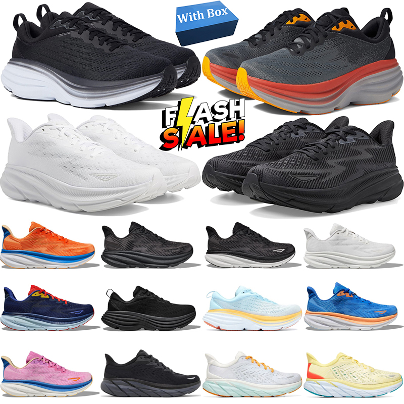 with box clifton 9 designer shoes mens sneakers bondi 8 women sports trainers triple black white pink Green jogging walking shoe-image-952747294