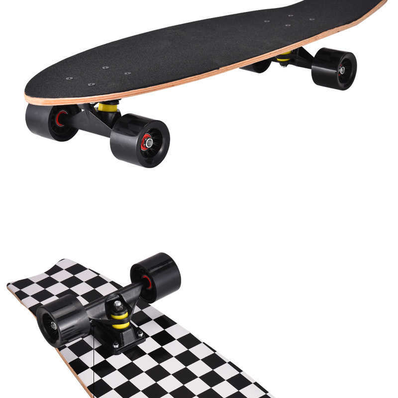 28 inch maple fish board brush street road beginner four wheel skateboard single tilt boardS2412123-image-1037537531