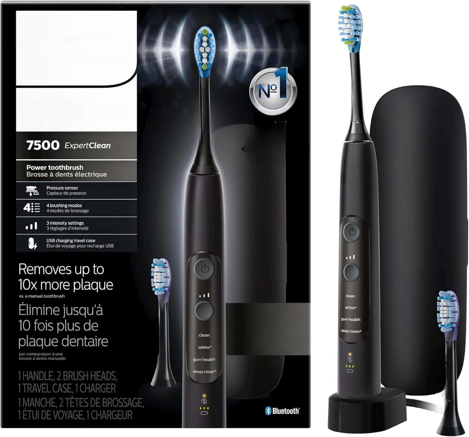 Rechargeable electric power toothbrush 4 modes: Clean, Whiten+, Gum Health Deep Clean+Care and 3 intensities-image-1041599018