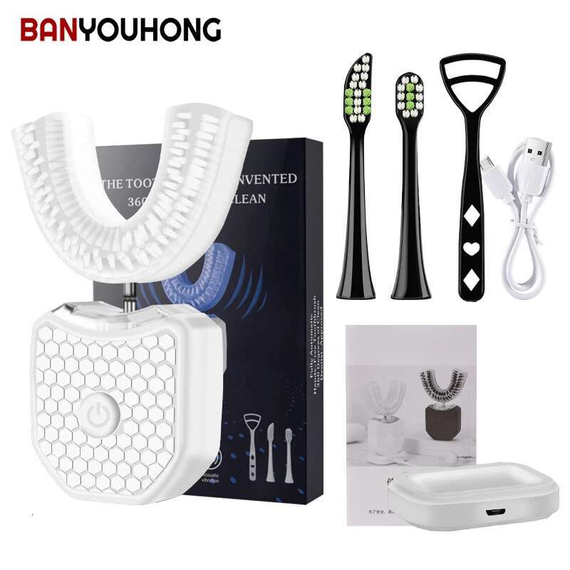 Adult Sonic Electric Toothbrush U Shaped 360 Degrees Automatic Ultrasonic Tooth Brush USB Charging Teeth Whitening Toothbrushes-image-1041597960