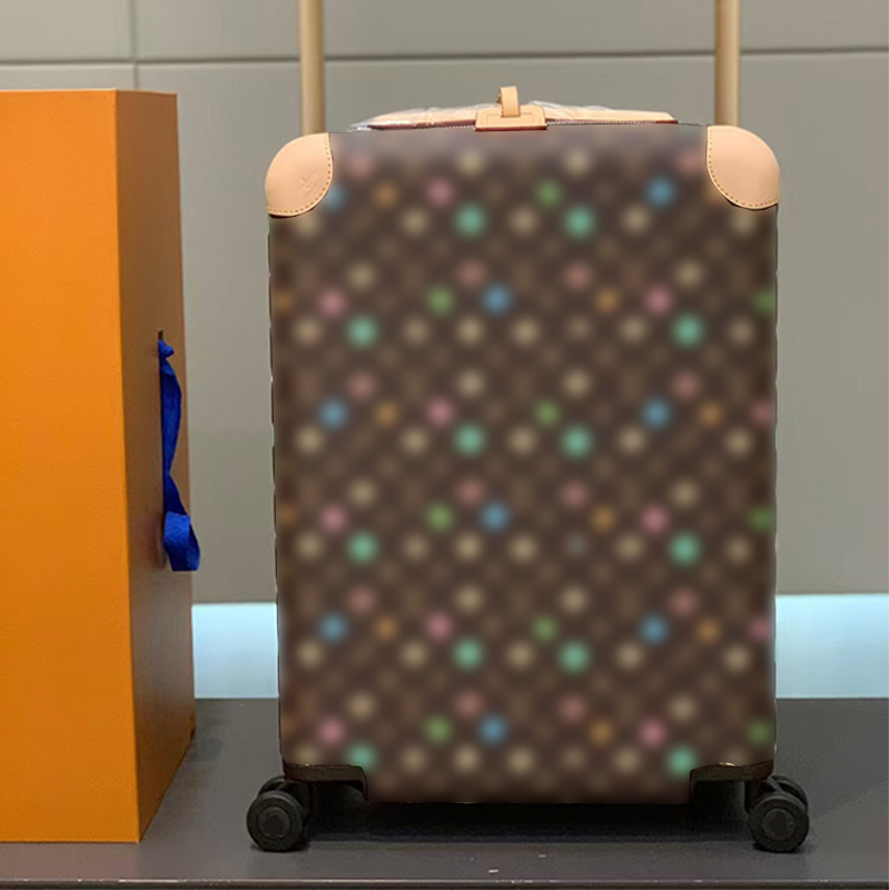 designer luggage leather suitcase printed trolley case brown black business luxury boarding case trolley universal wheel travel cases-image-1041617081