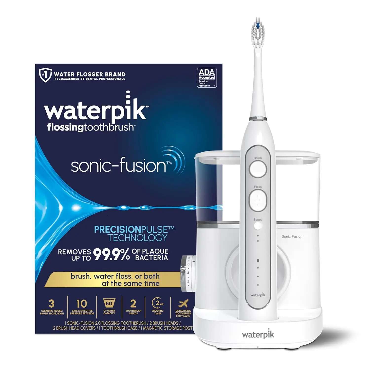 Sonic-Fusion 2.0 Professional ssing Toothbrush, Electric Toothbrush and Water sser Combo In One, White SF-04, Pac-image-1041598993