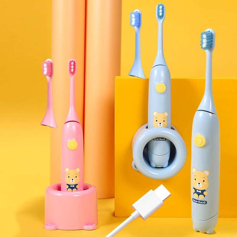 Children Electric Toothbrush Ultrasonic Teeth Brush with Storage Base Intelligent IPX7 Timing 3 Modes Personal Care Appliances-image-1041598904