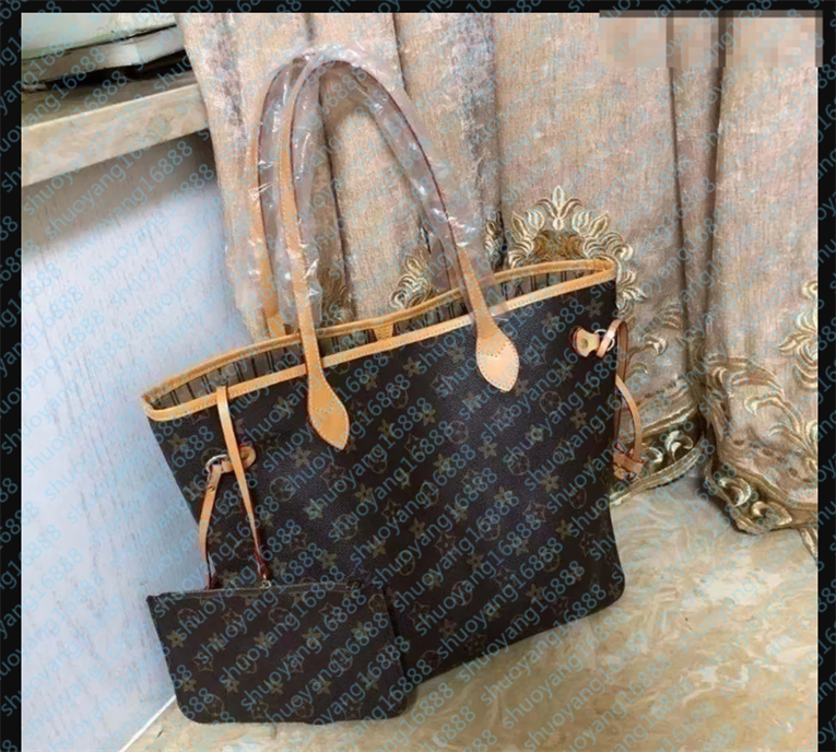 Hot Top Designer Lychee Handbag Shoulder Skew Cowhide Fashion High Quality 2pcs Ladies Womens Purse Messenger Bags Tote Bag