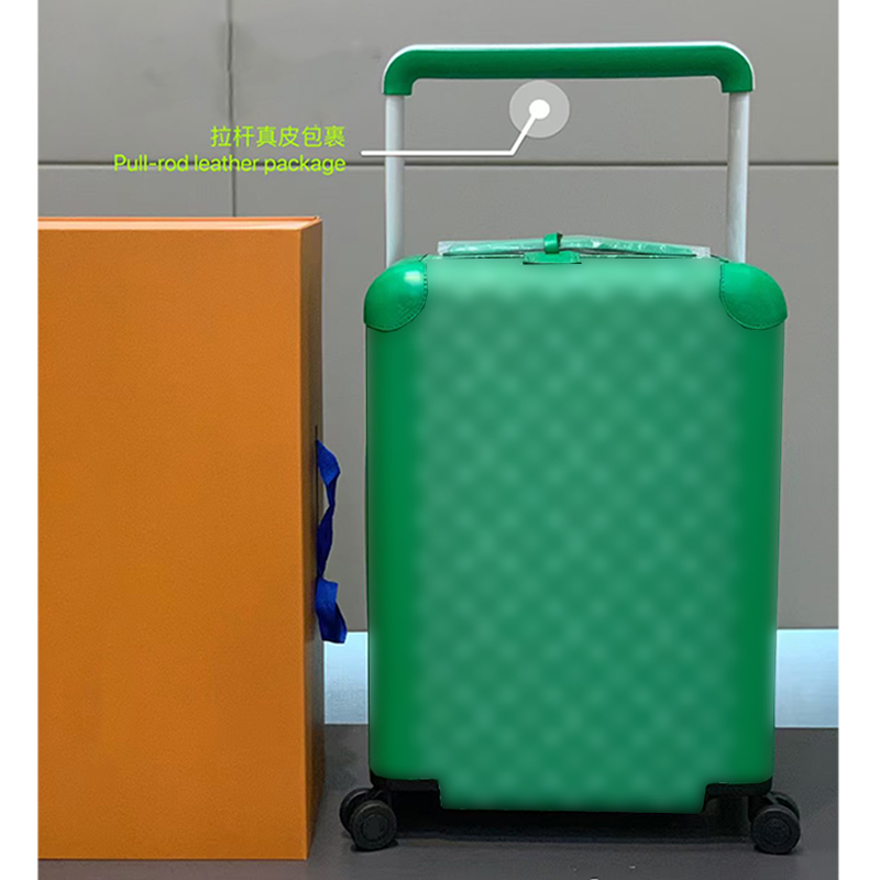 Leather luggage designer luggages print travel suitcase brown black trolley case universal wheel business boarding case 20 inch-image-1041618462